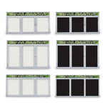 Titan Tools Triple Door Indoor Magnetic Porcelain Board w/ Header, Satin Aluminum Frame - (6 Options Available) ET18301